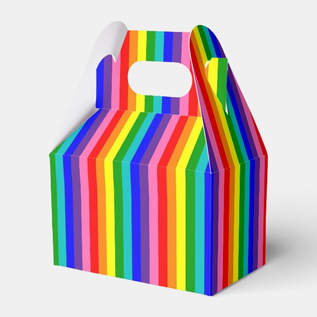 Vertical Eight Stripe Rainbow Pride Flag Favor Boxes (Front Side)