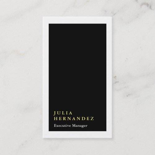 Vertical elegant black white border plain business card