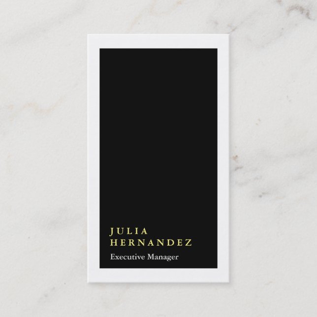 Vertical elegant black white border plain business card (Front)