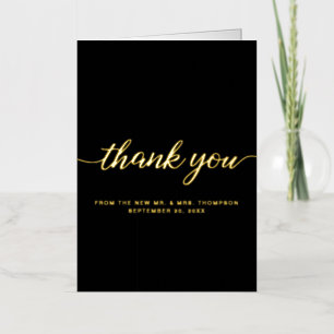 Vertical Elegant Custom Wedding Photo Script Gold Foil Greeting Card
