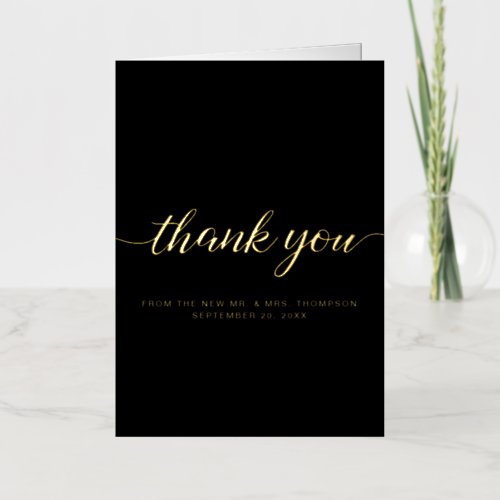 Vertical Elegant Custom Wedding Photo Script Gold Foil Greeting Card
