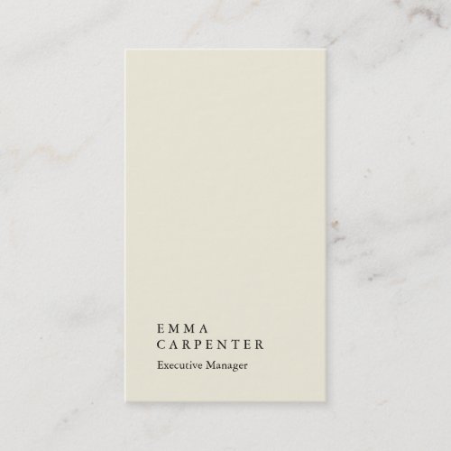 Vertical elegant impressive beige plain manager business card