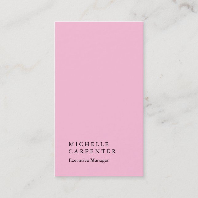 Vertical elegant impressive pink plain manager business card (Front)