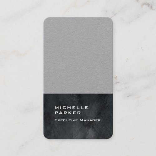 Vertical elegant modern plain grey black business card