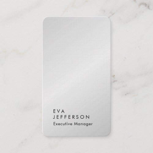 Vertical elegant modern premium linen silver grey business card