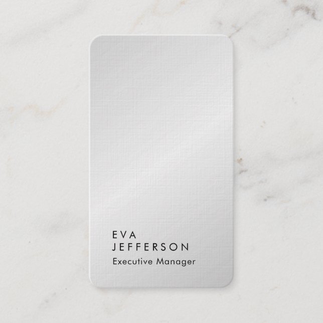 Vertical elegant modern premium linen silver grey business card (Front)
