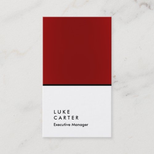 Vertical elegant red white black plain manager business card