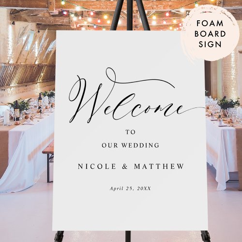Vertical Elegant Script Welcome Wedding Foam Board
