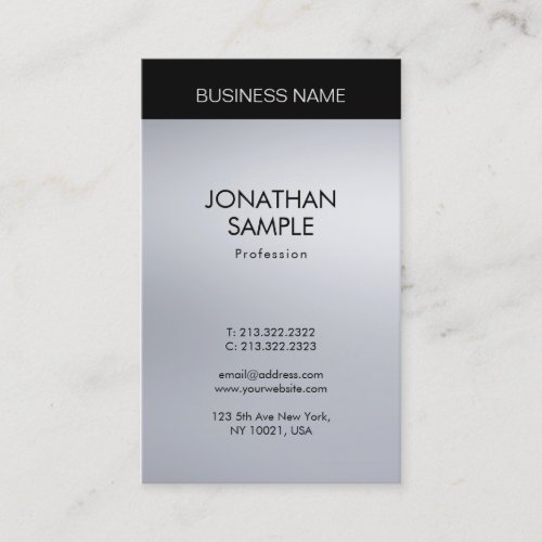 Vertical Elegant Silver Look Professional Modern Business Card