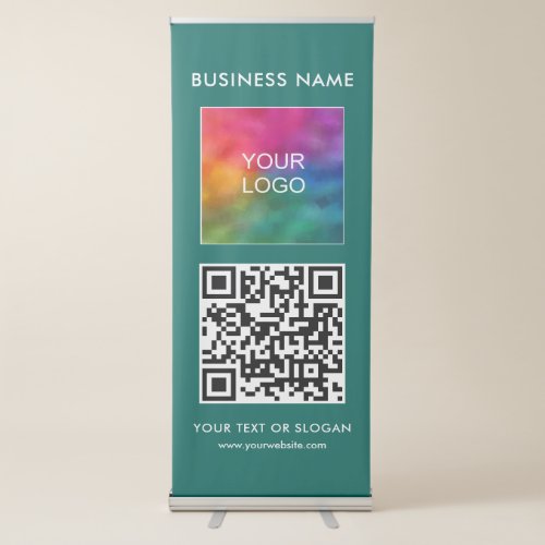 Vertical Elegant Template QR Code Business Logo Retractable Banner