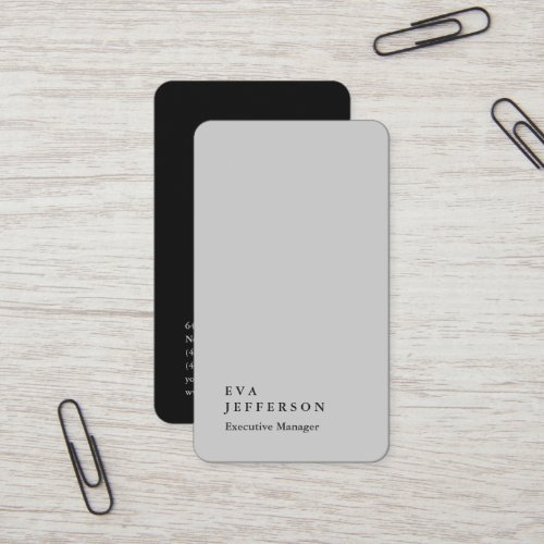 Vertical elegant unique modern grey plain business card