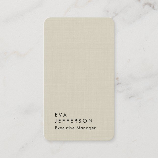 Vertical elegant unique modern premium linen business card (Front)