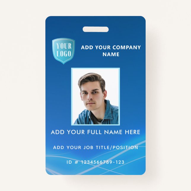 Vertical Employee Photo ID with Logo Badge (Front)