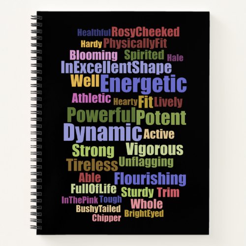 Vertical Energetic Word Cloud Notebook