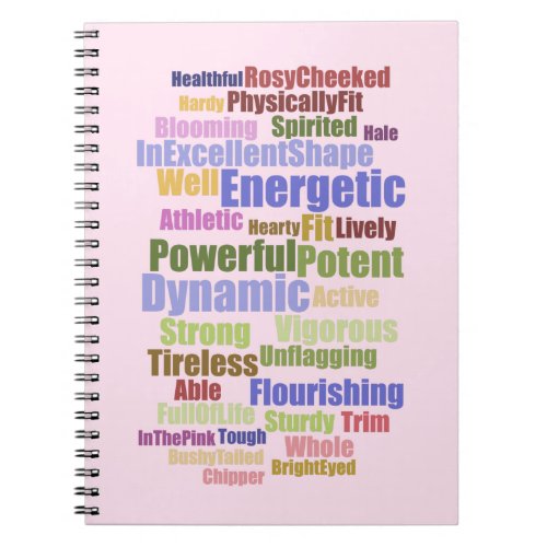 Vertical Energetic Word Cloud Notebook