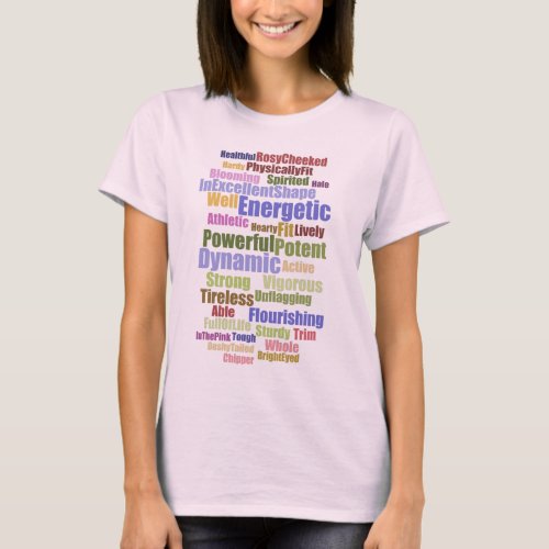 Vertical Energetic Word Cloud T_Shirt