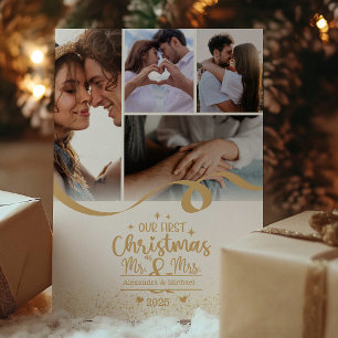 Vertical First Christmas 5 Photo Layout Holiday Card