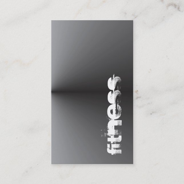 Vertical Fitness Sport Metallic Silver Gray Business Card (Front)