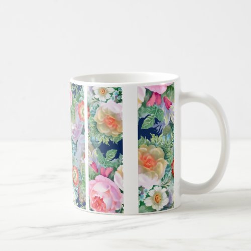 Vertical Floral Panels Illustration Coffee Mug