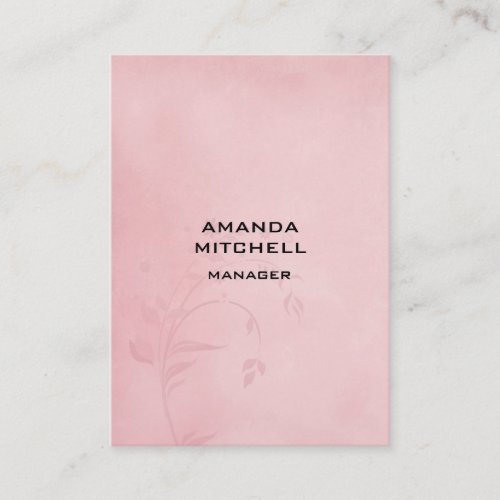 Vertical Floral Pink Background Plain Modern Business Card