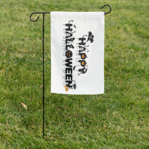 Vertical Fright – Halloween in Shadows and Orange Garden Flag