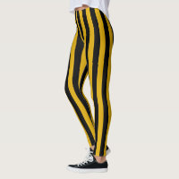 Vertical Gold and Black Stripes Leggings