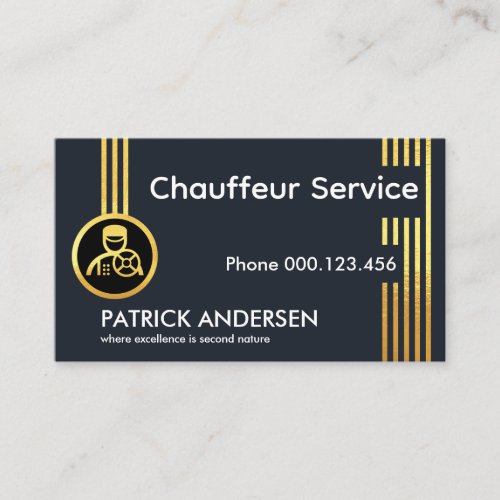 Vertical Gold Chauffeur Driving Lines Business Card