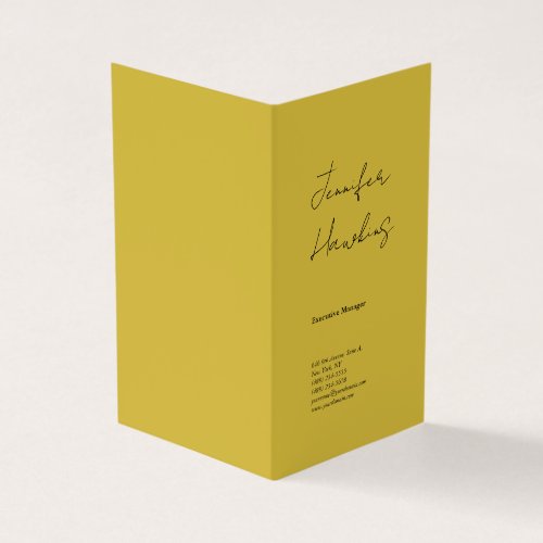 Vertical gold color professional plain handwriting business card