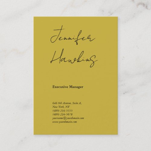 Vertical gold color professional plain handwriting business card