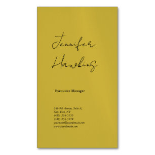 Vertical gold color professional plain handwriting business card magnet