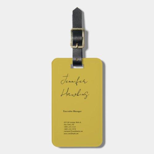 Vertical gold color professional plain handwriting luggage tag