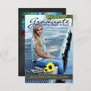 Vertical Graduate Photo - 3x5 Chalkboard Stripe Invitation