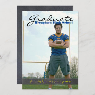 Vertical Graduate Photo - 3x5 Chalkboard Stripe Invitation