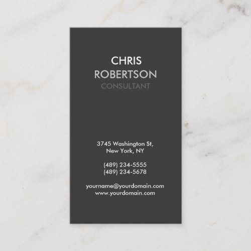 Vertical Gray Attractive Manager Business Card