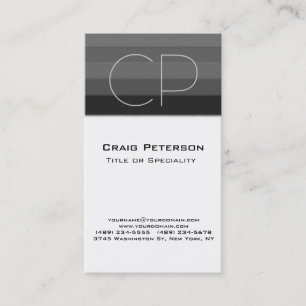 Vertical Gray Black White Monogram Business Card
