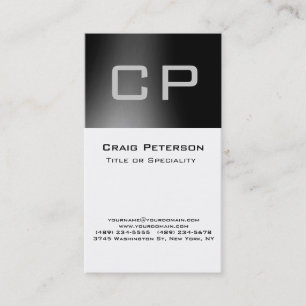 Vertical Gray Black White Monogram Business Card