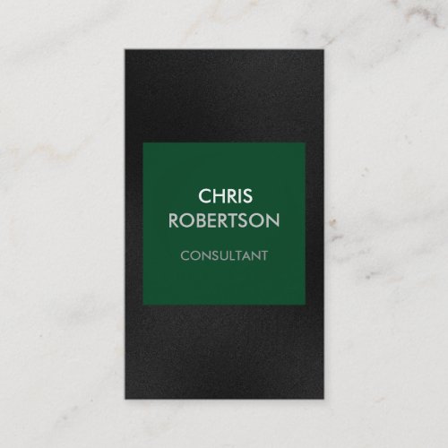 Vertical Gray Dark Forest Green Business Card