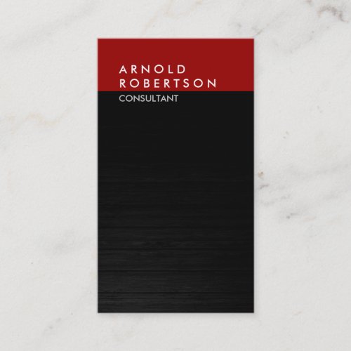 Vertical Gray Dark Red Wood Trendy Business Card