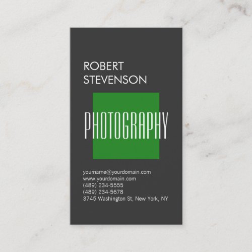 Vertical Gray Forest Green Trendy Business Card