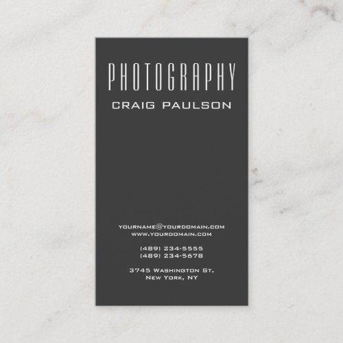Vertical Gray Photography Artist Business Card