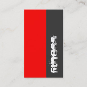Vertical Gray Red Fitness Sport Business Card