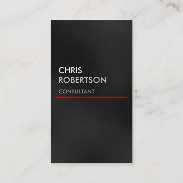 Vertical Gray Red Line Attractive Business Card (Front)