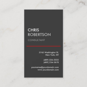 Vertical Gray Red Line Attractive Business Card