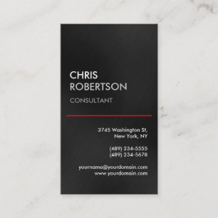 Vertical Gray Red Line Attractive Business Card