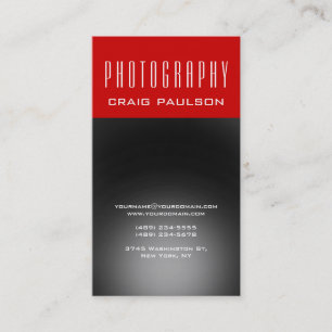 Vertical Gray Red Photography Artist Business Card
