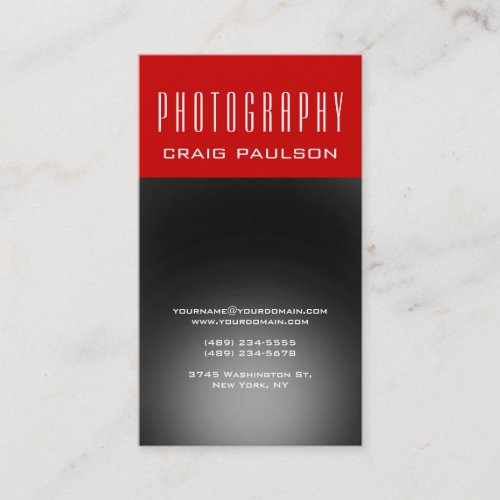 Vertical Gray Red Photography Artist Business Card