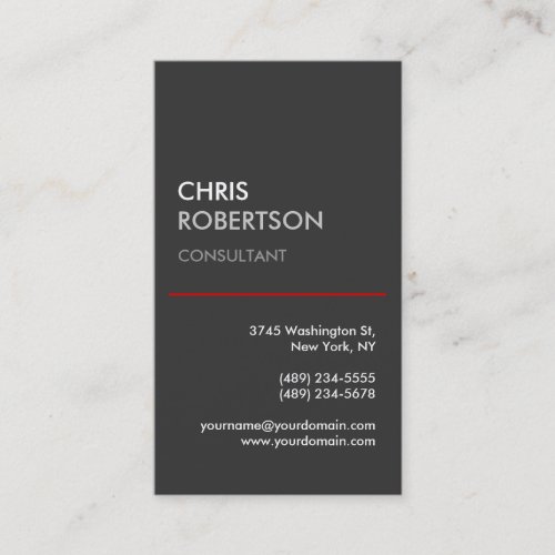 Vertical Gray Red Trendy Modern Business Card