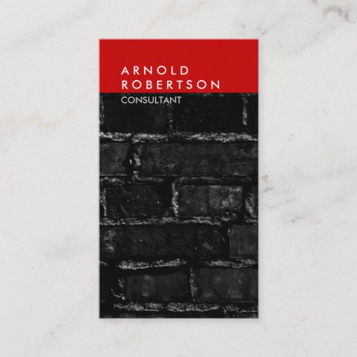 Vertical Gray Red Wall Brick Trendy Business Card