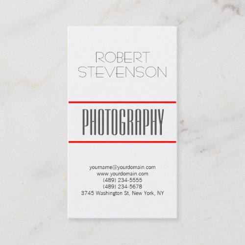 Vertical Gray Red White Photo Artist Business Card