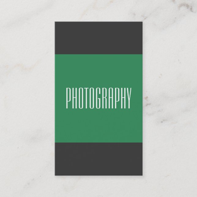 Vertical Gray Sea Green Photography Business Card (Front)